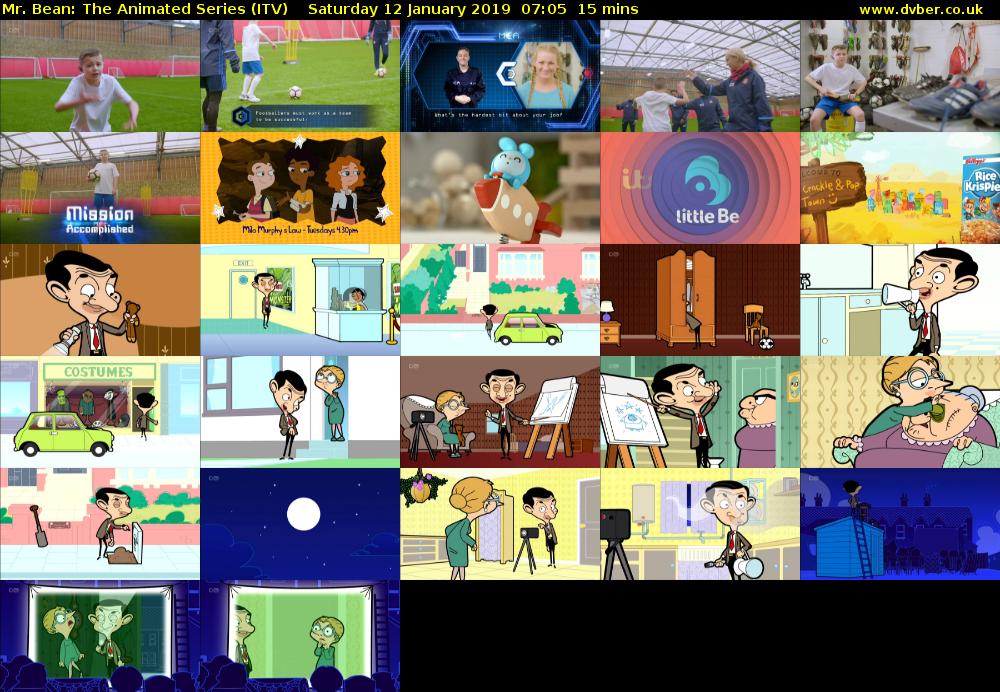 Mr. Bean: The Animated Series (ITV) Saturday 12 January 2019 07:05 - 07:20