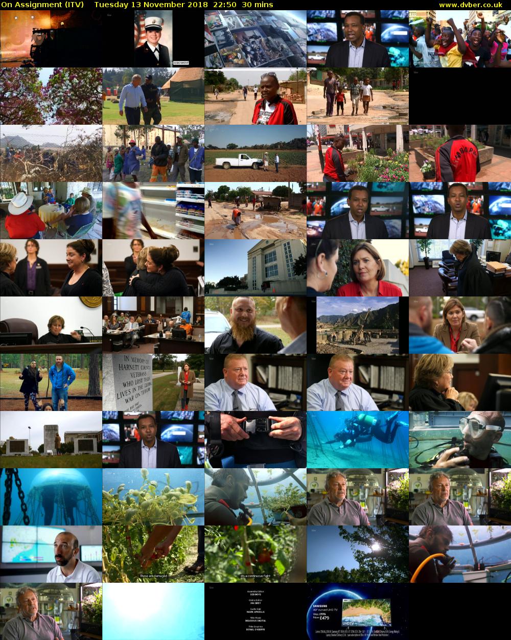 On Assignment (ITV) Tuesday 13 November 2018 22:50 - 23:20