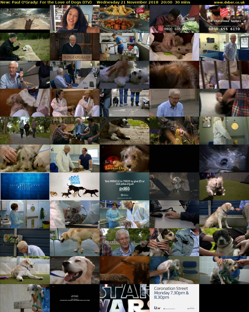 Paul O'Grady: For the Love of Dogs (ITV) Wednesday 21 November 2018 20:00 - 20:30