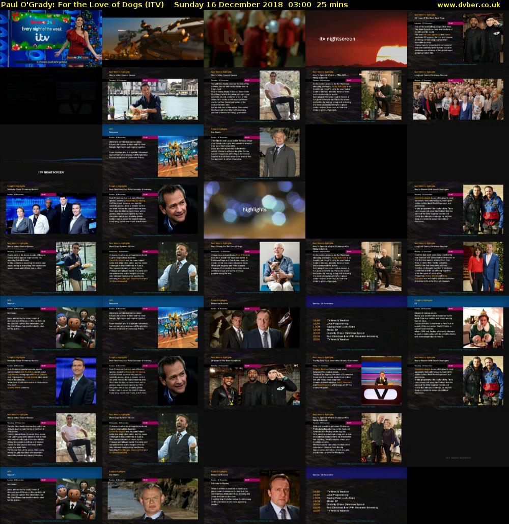 Paul O'Grady: For the Love of Dogs (ITV) Sunday 16 December 2018 03:00 - 03:25