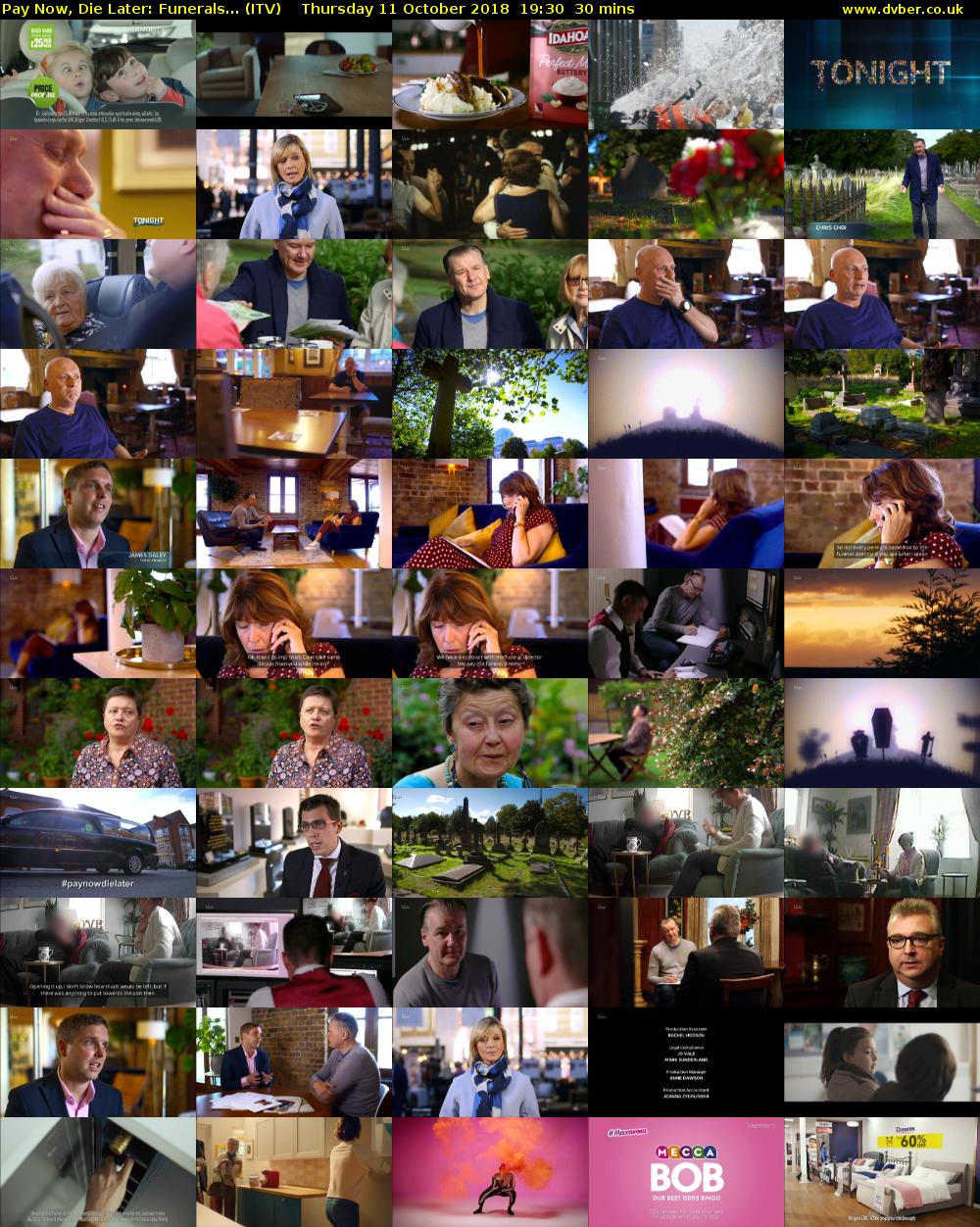 Pay Now, Die Later: Funerals... (ITV) Thursday 11 October 2018 19:30 - 20:00