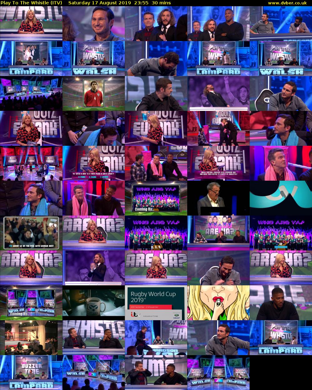 Play To The Whistle (ITV) Saturday 17 August 2019 23:55 - 00:25