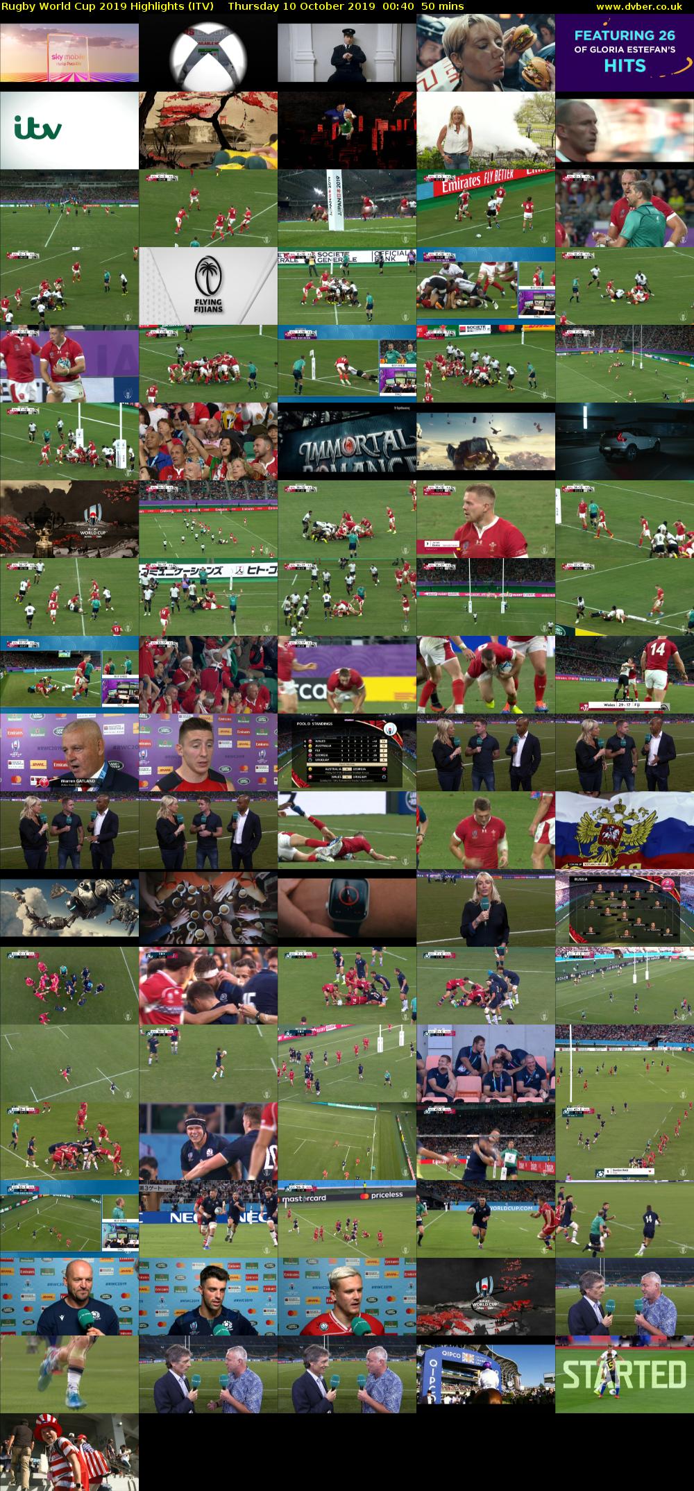 Rugby World Cup 2019 Highlights (ITV) Thursday 10 October 2019 00:40 - 01:30