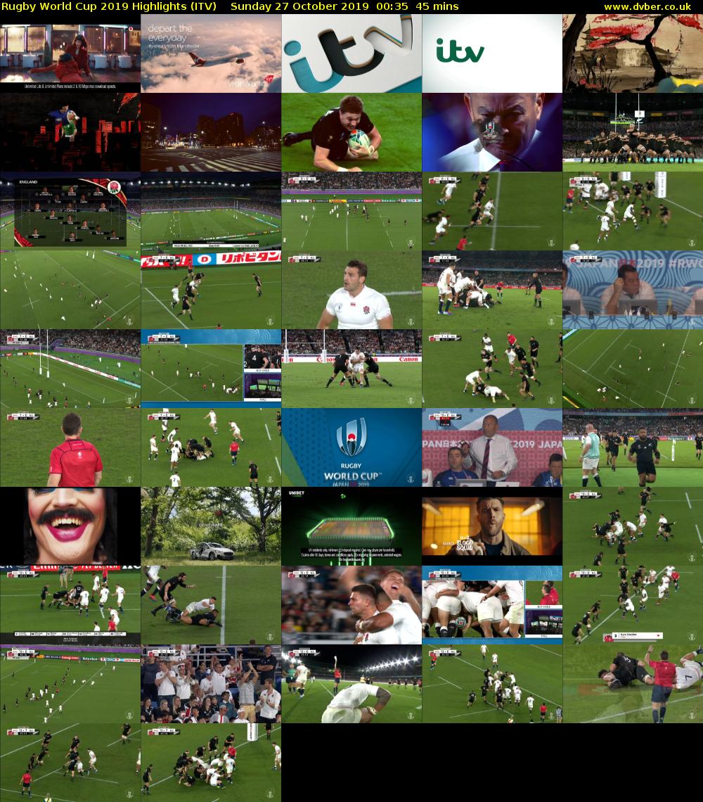 Rugby World Cup 2019 Highlights (ITV) Sunday 27 October 2019 00:35 - 01:20
