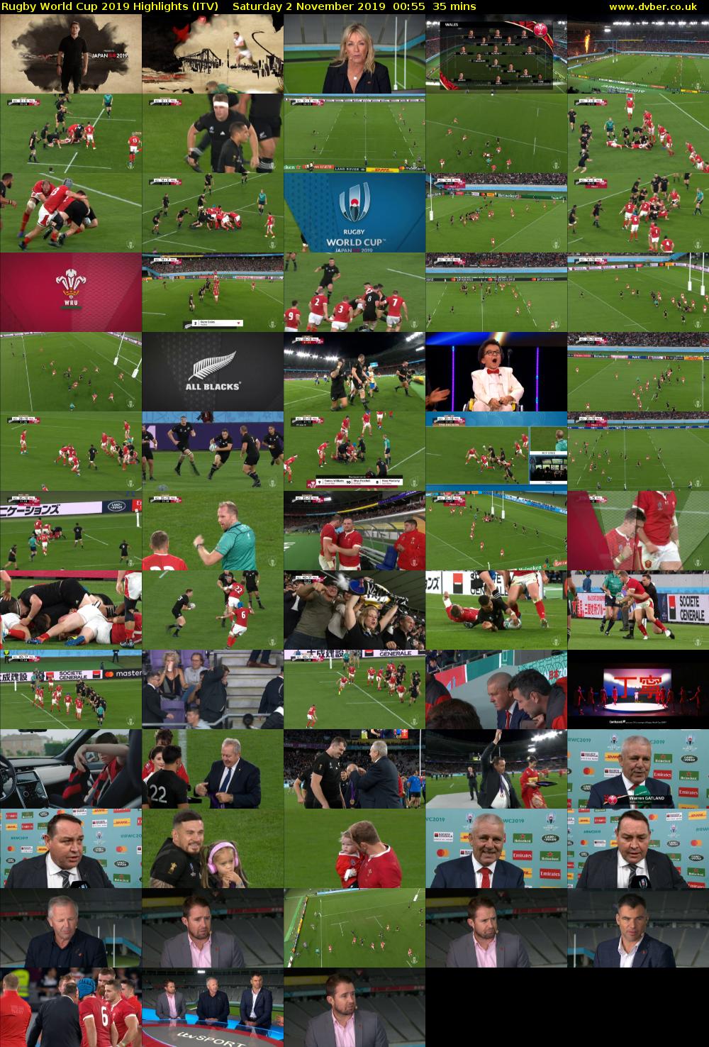 Rugby World Cup 2019 Highlights (ITV) Saturday 2 November 2019 00:55 - 01:30