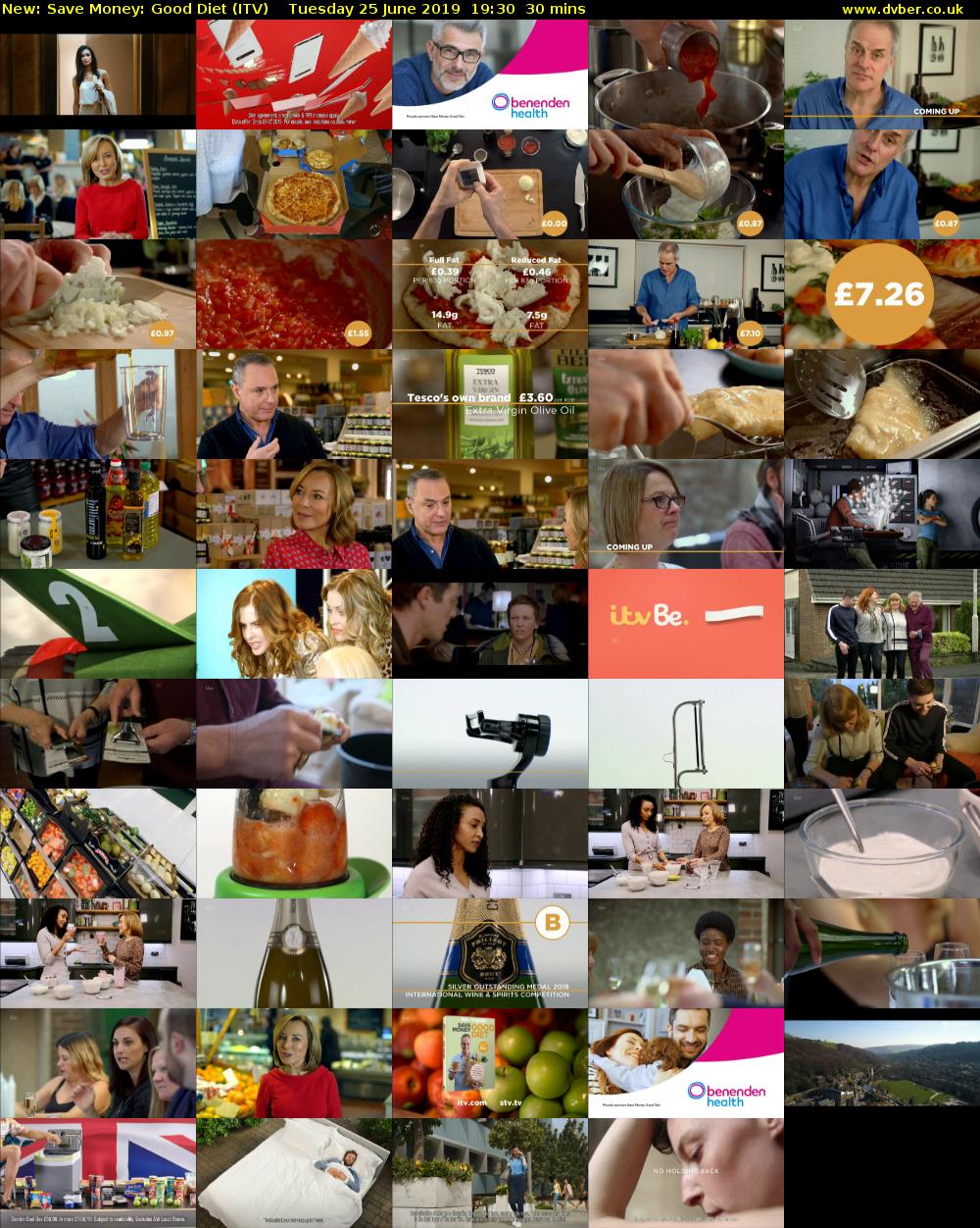 Save Money: Good Diet (ITV) Tuesday 25 June 2019 19:30 - 20:00