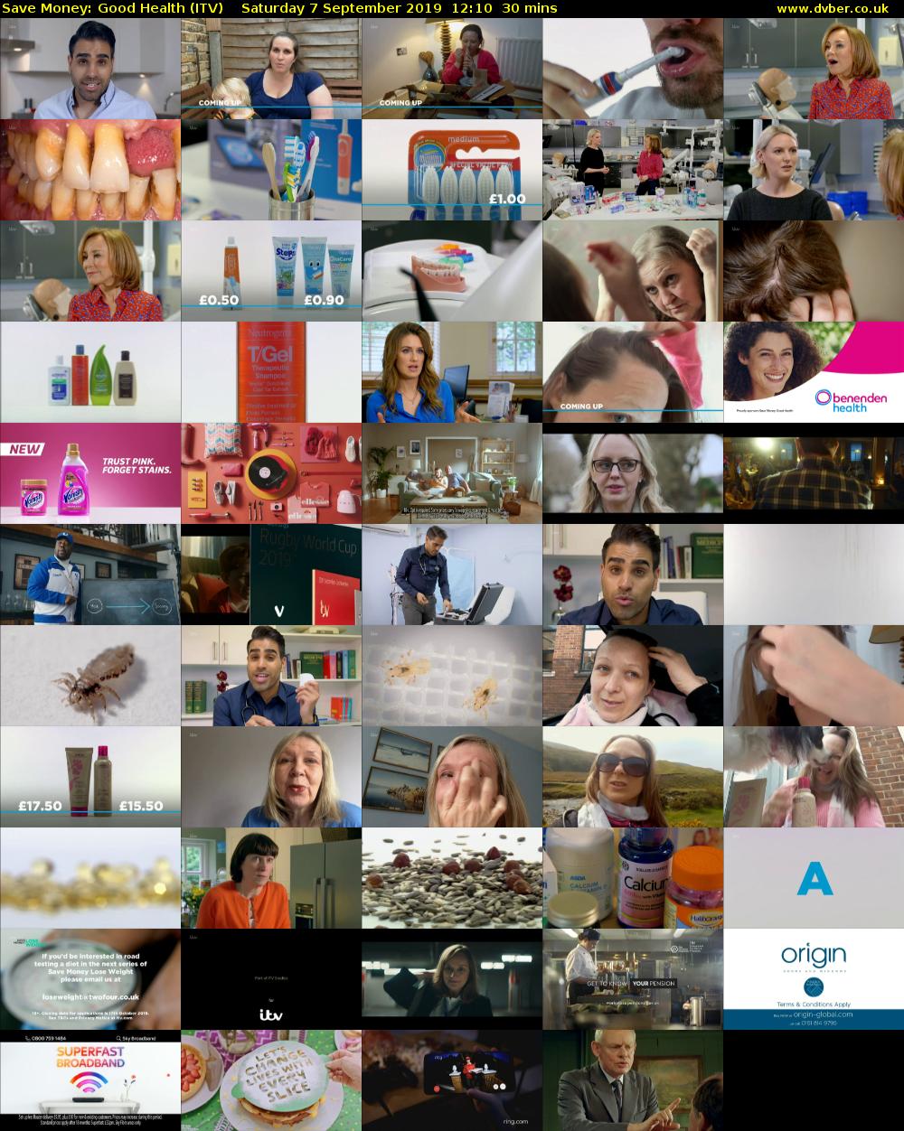 Save Money: Good Health (ITV) Saturday 7 September 2019 12:10 - 12:40