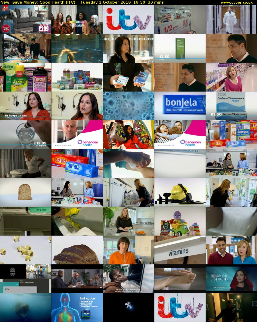 Save Money: Good Health (ITV) Tuesday 1 October 2019 19:30 - 20:00