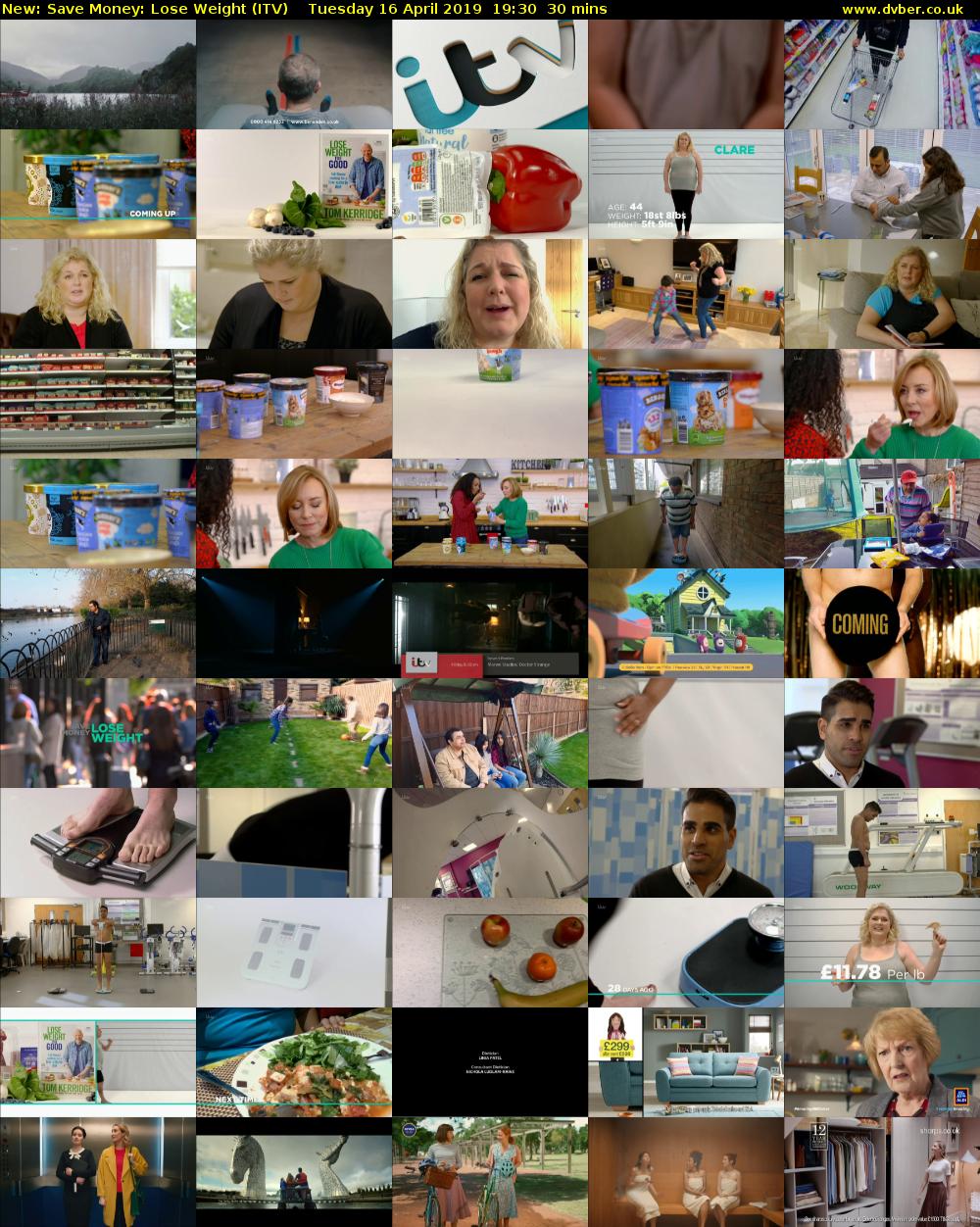 Save Money: Lose Weight (ITV) Tuesday 16 April 2019 19:30 - 20:00
