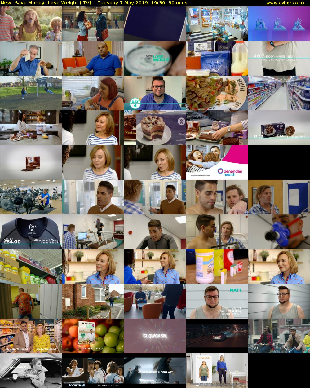 Save Money: Lose Weight (ITV) Tuesday 7 May 2019 19:30 - 20:00