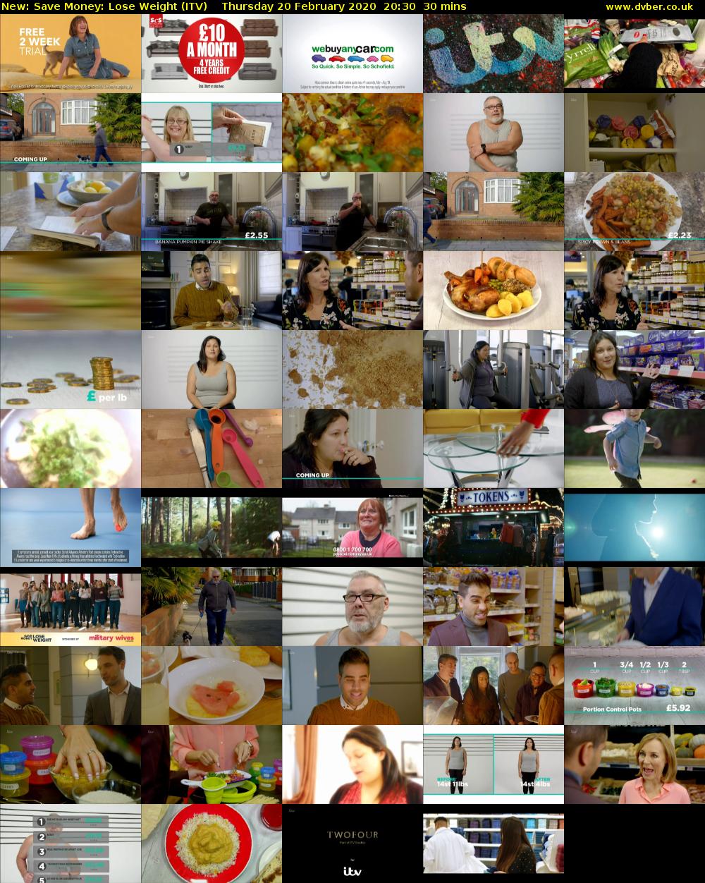 Save Money: Lose Weight (ITV) Thursday 20 February 2020 20:30 - 21:00