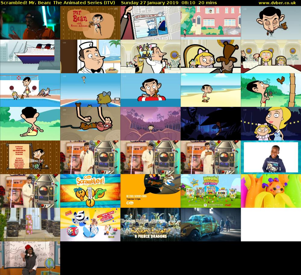 Scrambled! Mr. Bean: The Animated Series (ITV) Sunday 27 January 2019 08:10 - 08:30