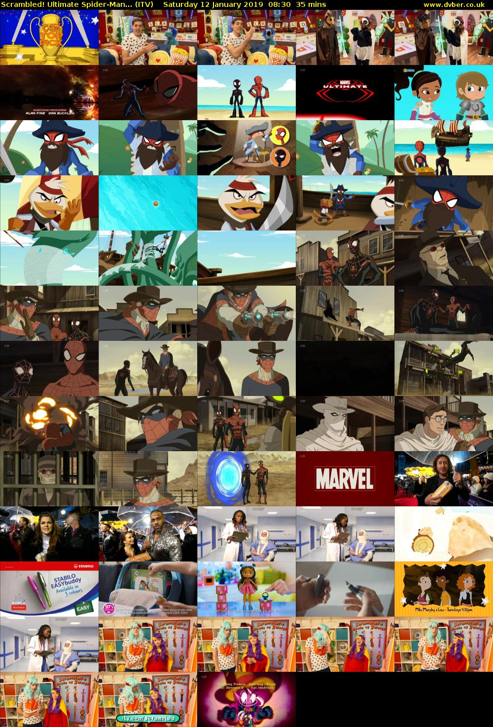 Scrambled! Ultimate Spider-Man... (ITV) Saturday 12 January 2019 08:30 - 09:05