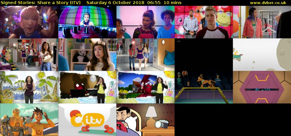 Signed Stories: Share a Story (ITV) Saturday 6 October 2018 06:55 - 07:05