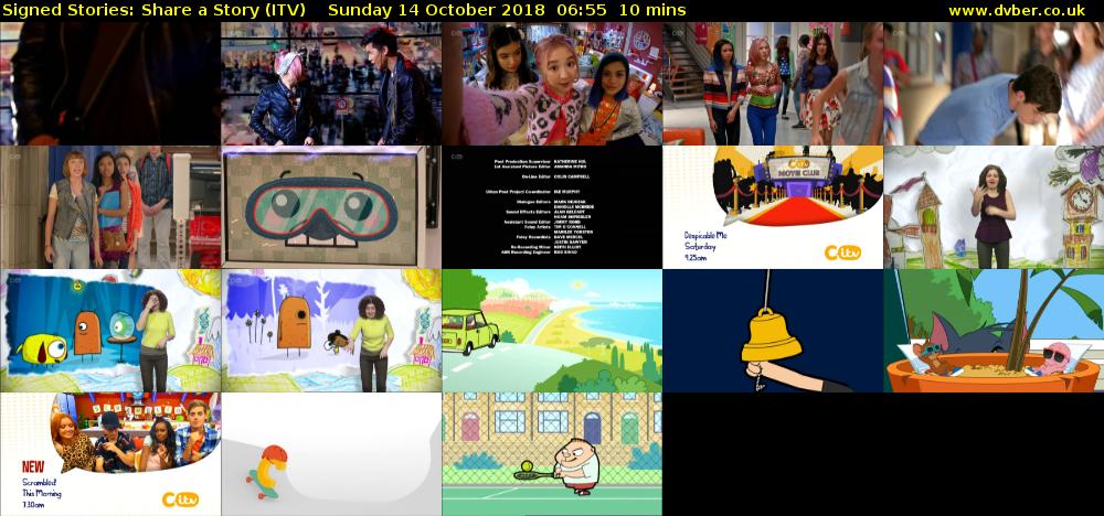 Signed Stories: Share a Story (ITV) Sunday 14 October 2018 06:55 - 07:05