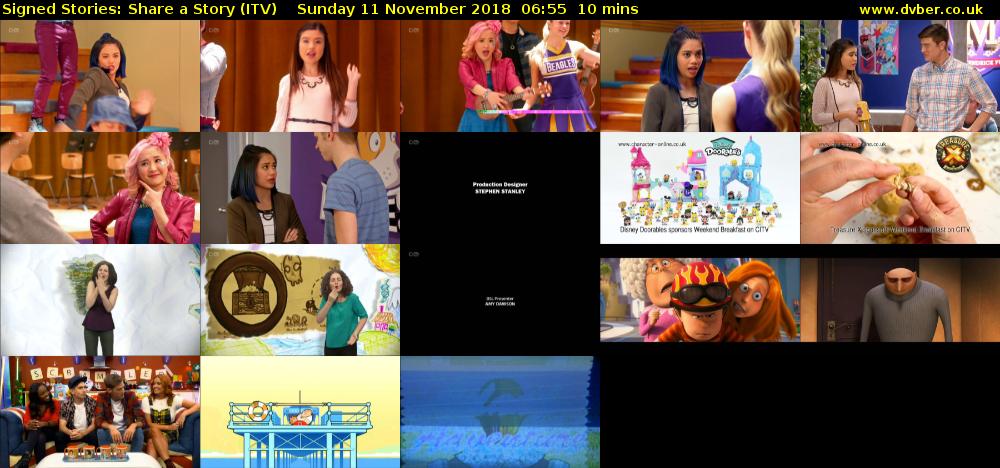 Signed Stories: Share a Story (ITV) Sunday 11 November 2018 06:55 - 07:05