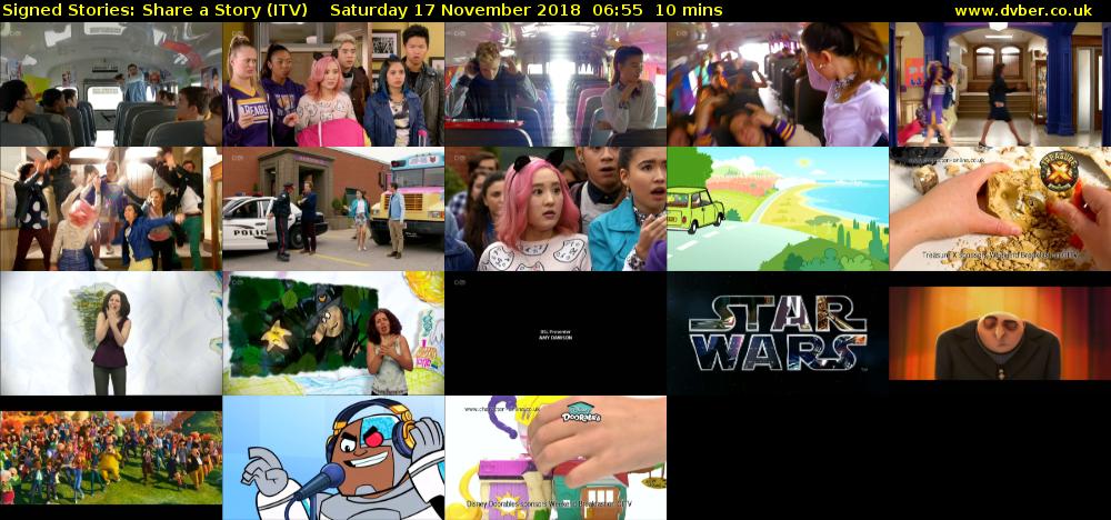 Signed Stories: Share a Story (ITV) Saturday 17 November 2018 06:55 - 07:05