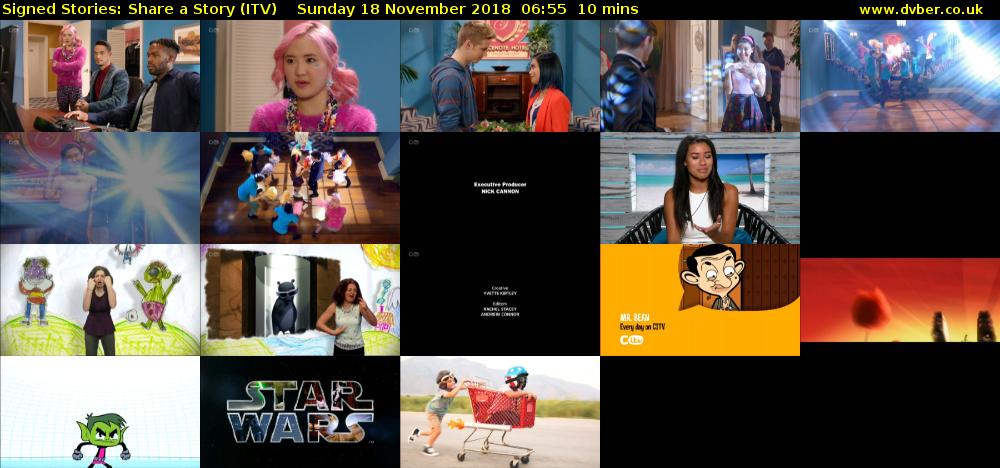 Signed Stories: Share a Story (ITV) Sunday 18 November 2018 06:55 - 07:05