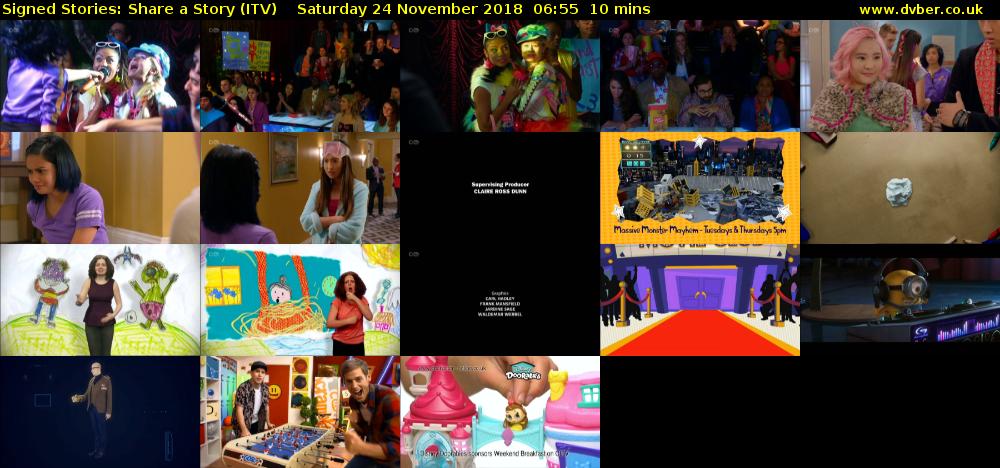 Signed Stories: Share a Story (ITV) Saturday 24 November 2018 06:55 - 07:05