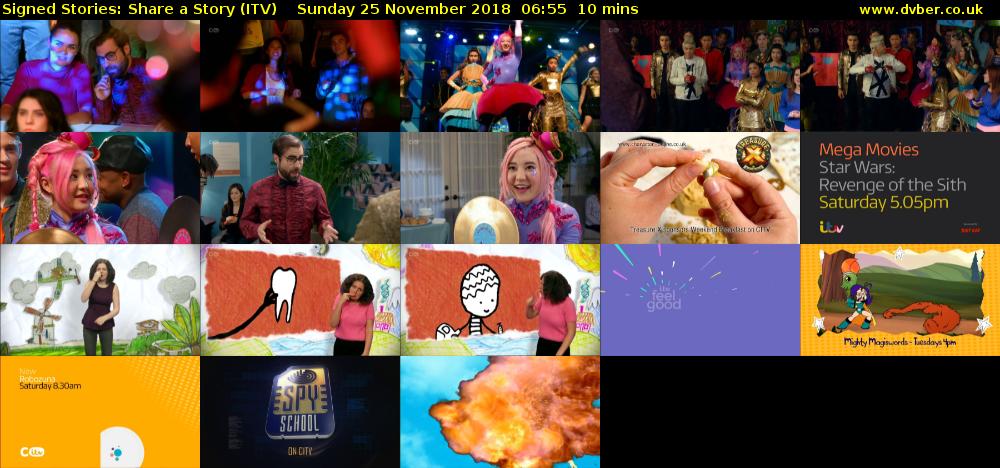 Signed Stories: Share a Story (ITV) Sunday 25 November 2018 06:55 - 07:05