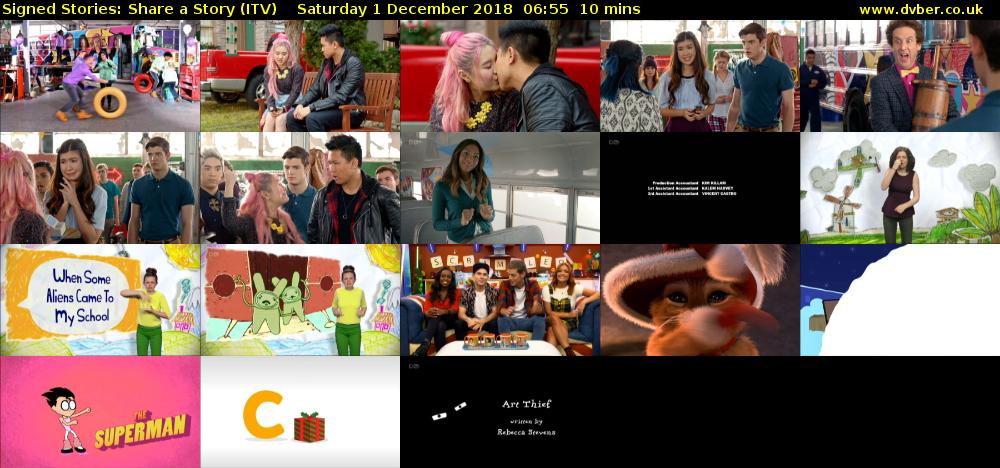 Signed Stories: Share a Story (ITV) Saturday 1 December 2018 06:55 - 07:05