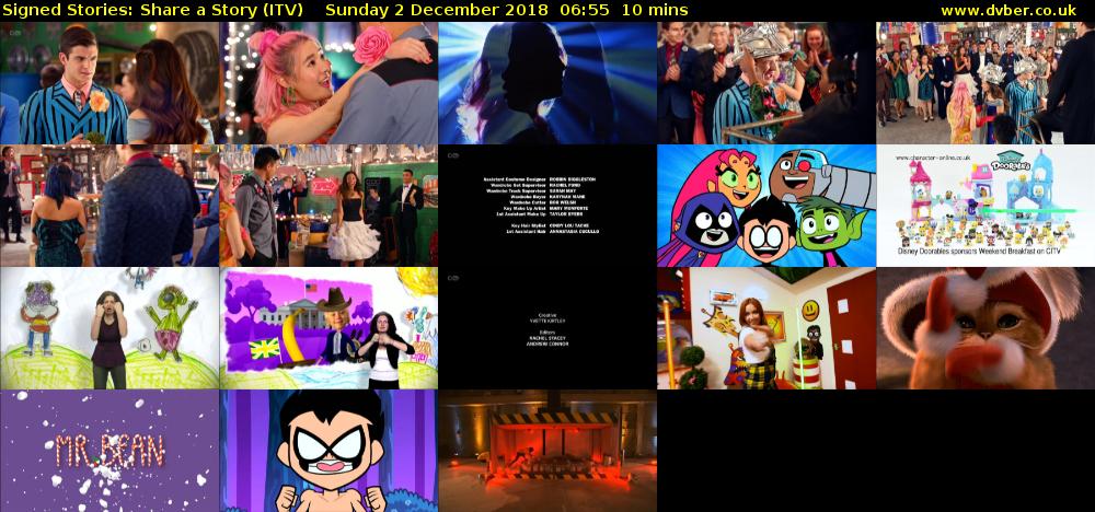 Signed Stories: Share a Story (ITV) Sunday 2 December 2018 06:55 - 07:05