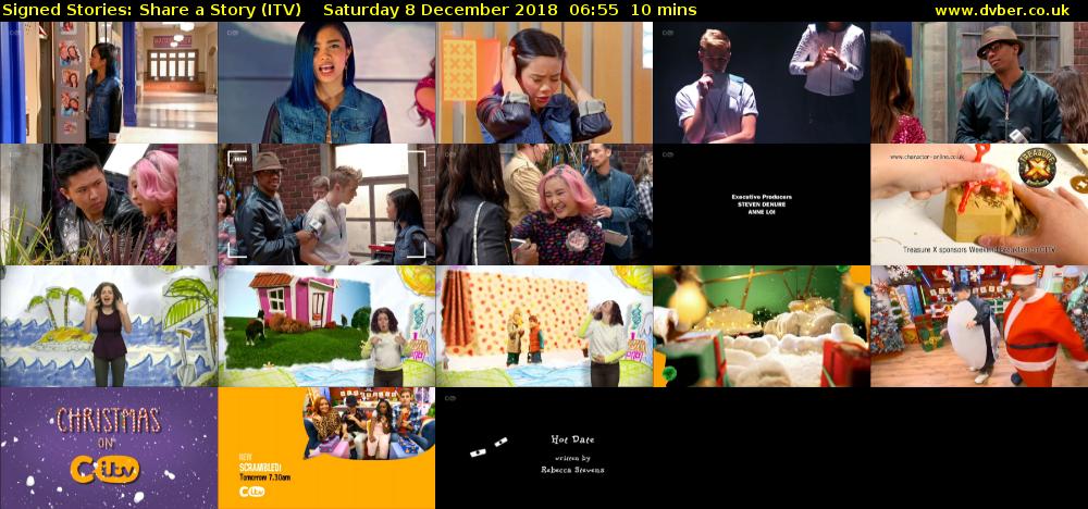 Signed Stories: Share a Story (ITV) Saturday 8 December 2018 06:55 - 07:05