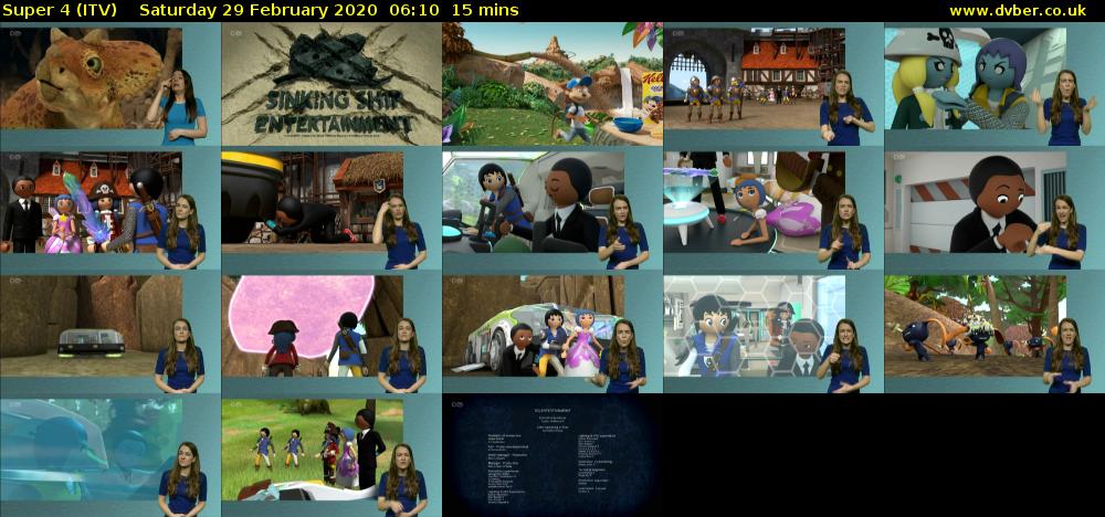 Super 4 (ITV) Saturday 29 February 2020 06:10 - 06:25