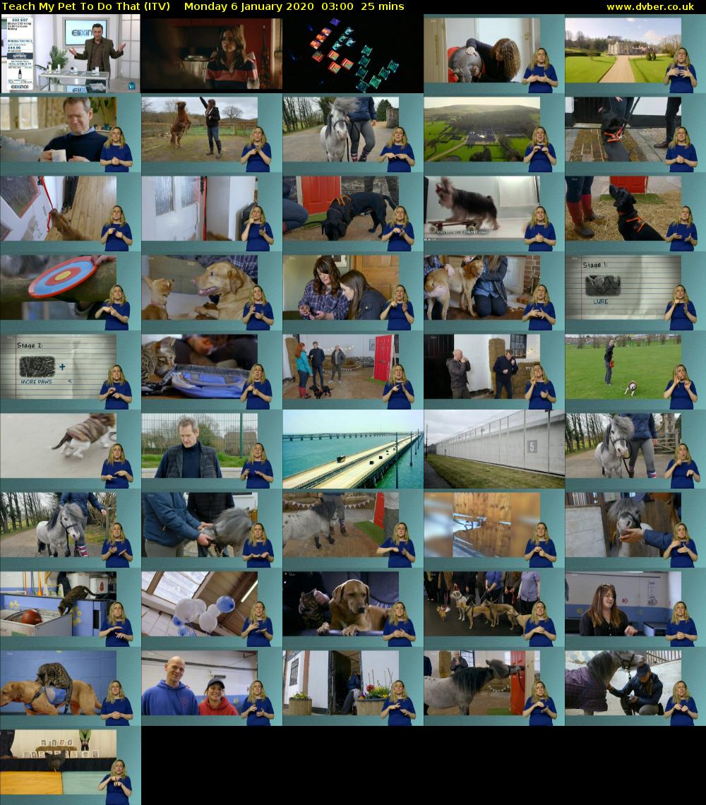 Teach My Pet To Do That (ITV) Monday 6 January 2020 03:00 - 03:25