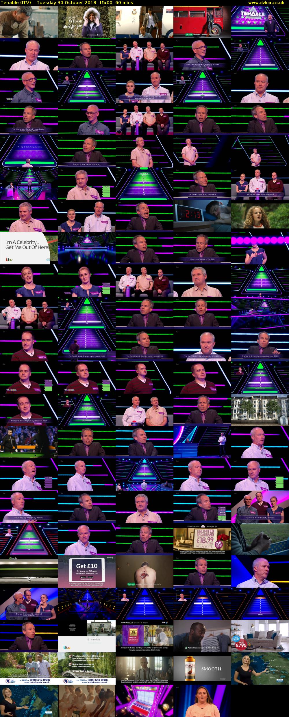 Tenable (ITV) Tuesday 30 October 2018 15:00 - 16:00