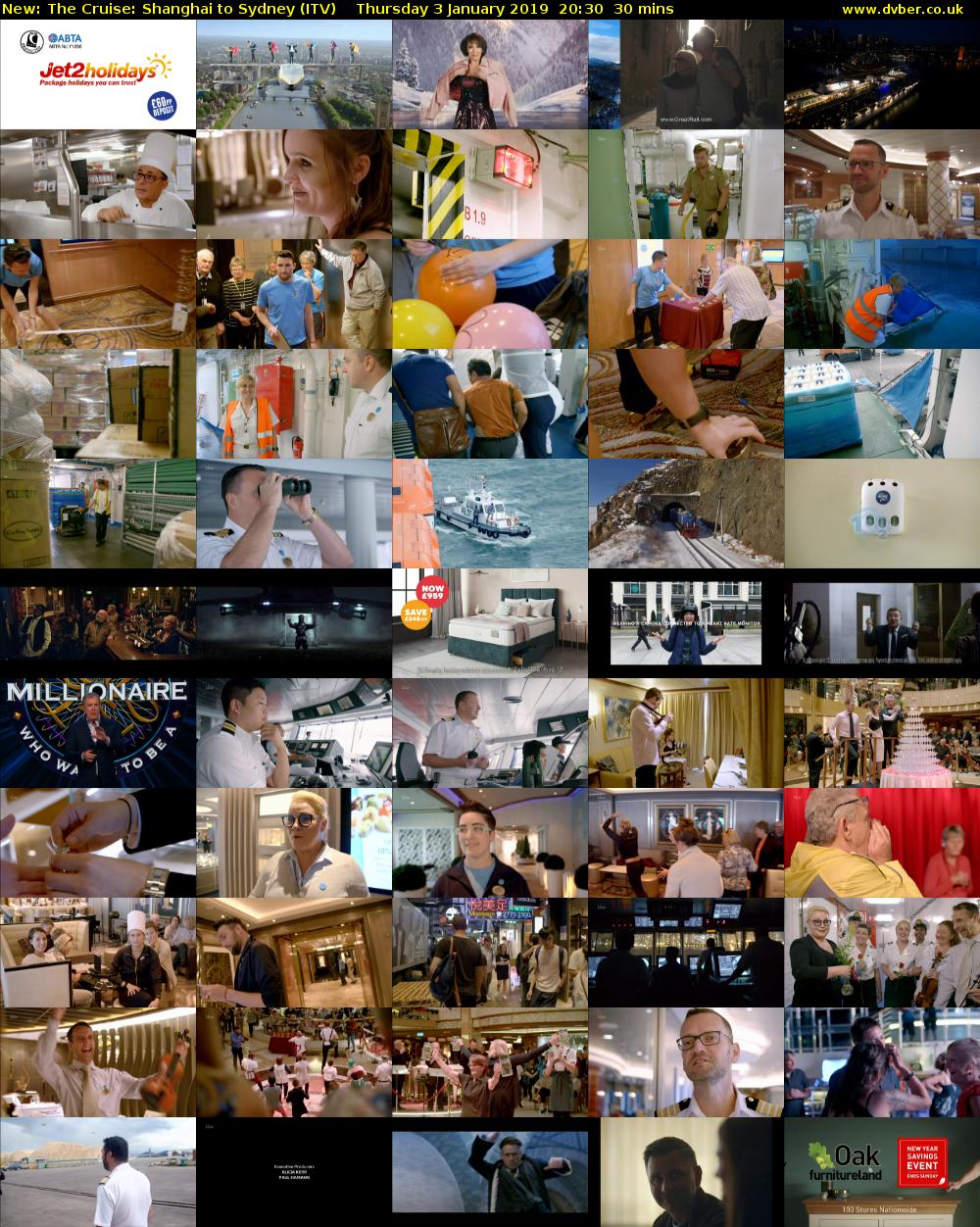 The Cruise: Shanghai to Sydney (ITV) Thursday 3 January 2019 20:30 - 21:00