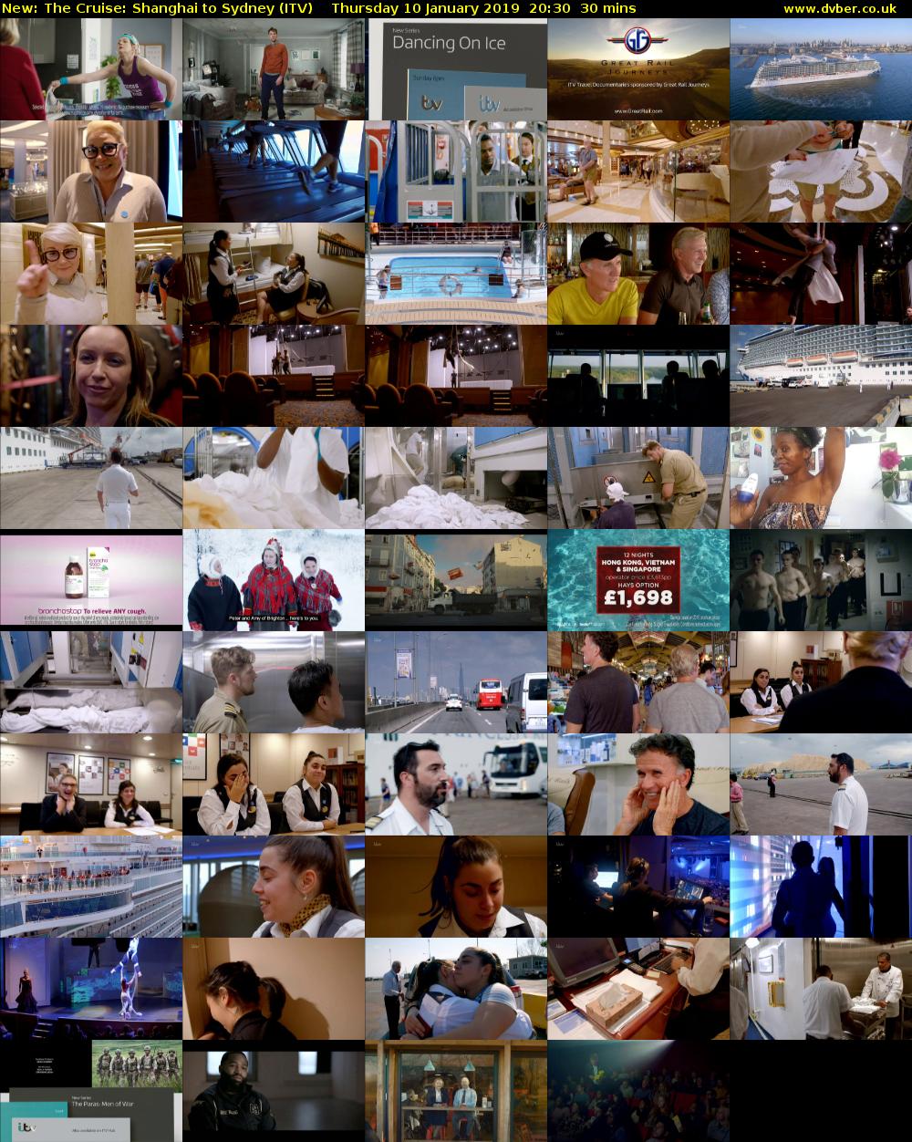 The Cruise: Shanghai to Sydney (ITV) Thursday 10 January 2019 20:30 - 21:00