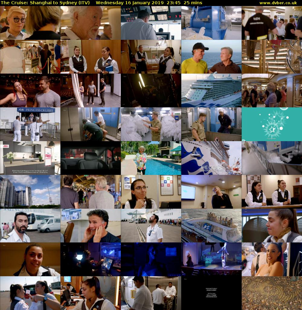 The Cruise: Shanghai to Sydney (ITV) Wednesday 16 January 2019 23:45 - 00:10