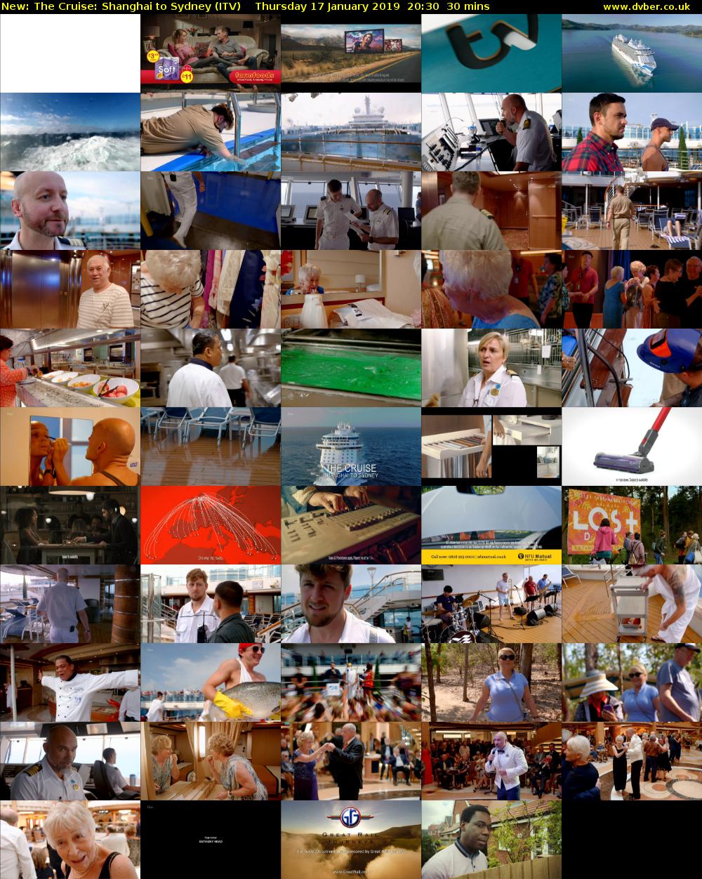 The Cruise: Shanghai to Sydney (ITV) Thursday 17 January 2019 20:30 - 21:00
