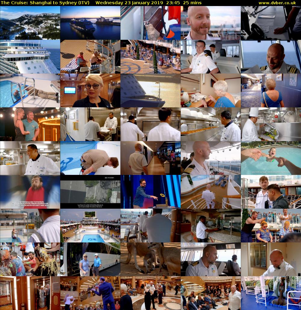 The Cruise: Shanghai to Sydney (ITV) Wednesday 23 January 2019 23:45 - 00:10