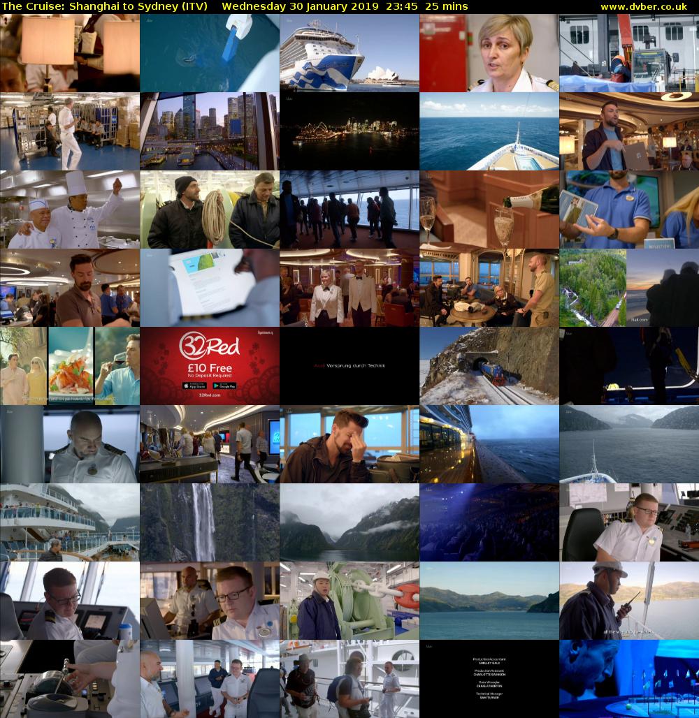 The Cruise: Shanghai to Sydney (ITV) Wednesday 30 January 2019 23:45 - 00:10
