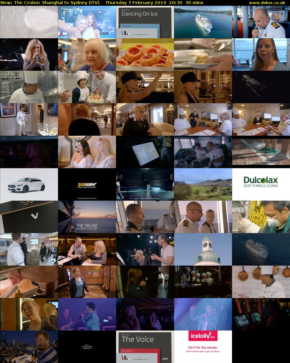 The Cruise: Shanghai to Sydney (ITV) Thursday 7 February 2019 20:30 - 21:00