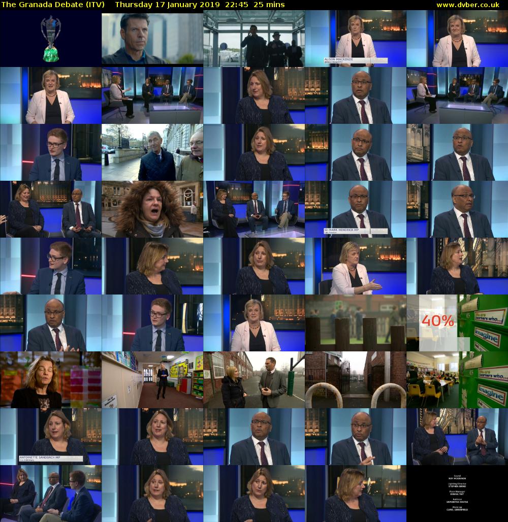 The Granada Debate (ITV) Thursday 17 January 2019 22:45 - 23:10