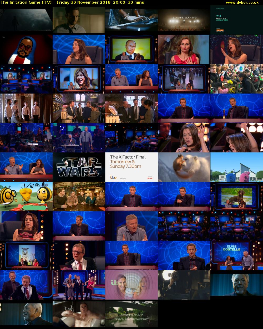 The Imitation Game (ITV) Friday 30 November 2018 20:00 - 20:30