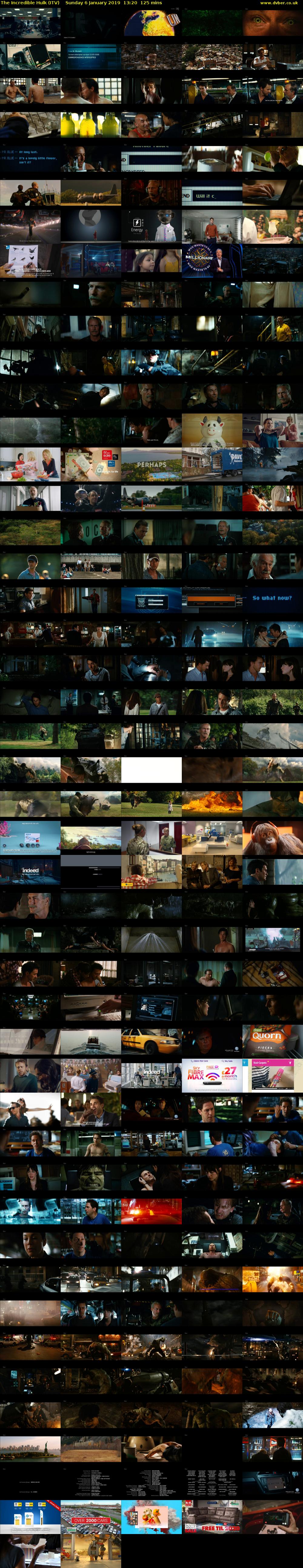 The Incredible Hulk (ITV) Sunday 6 January 2019 13:20 - 15:25