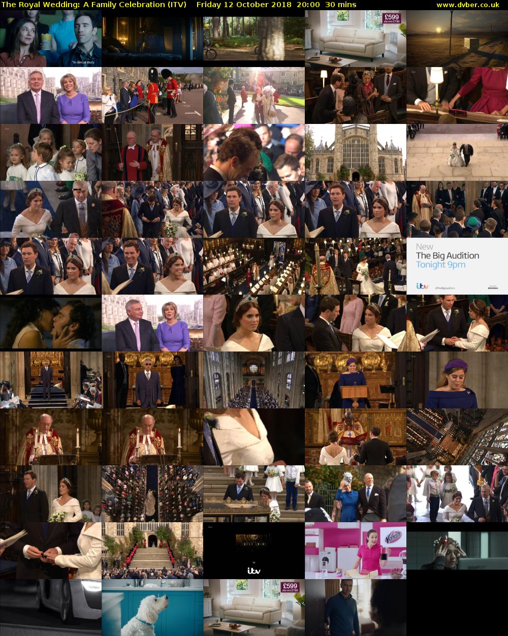 The Royal Wedding: A Family Celebration (ITV) Friday 12 October 2018 20:00 - 20:30