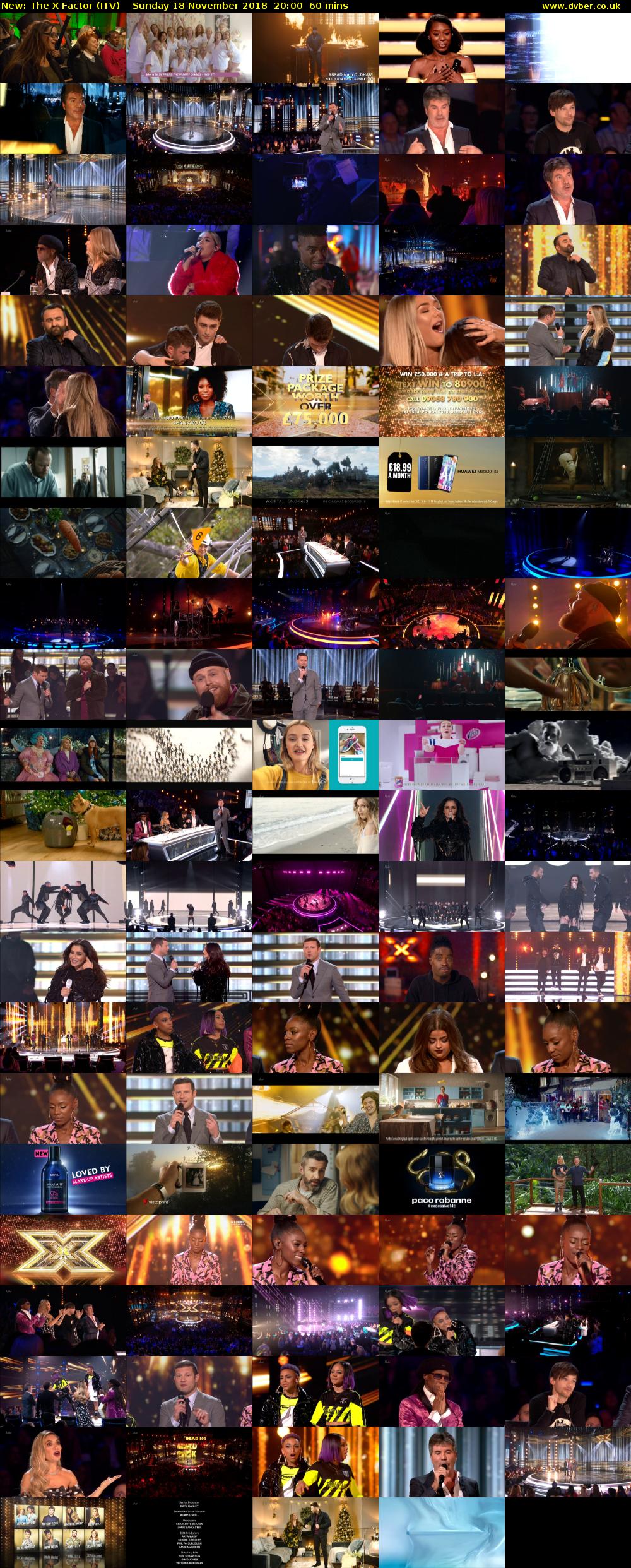 The X Factor (ITV) Sunday 18 November 2018 20:00 - 21:00
