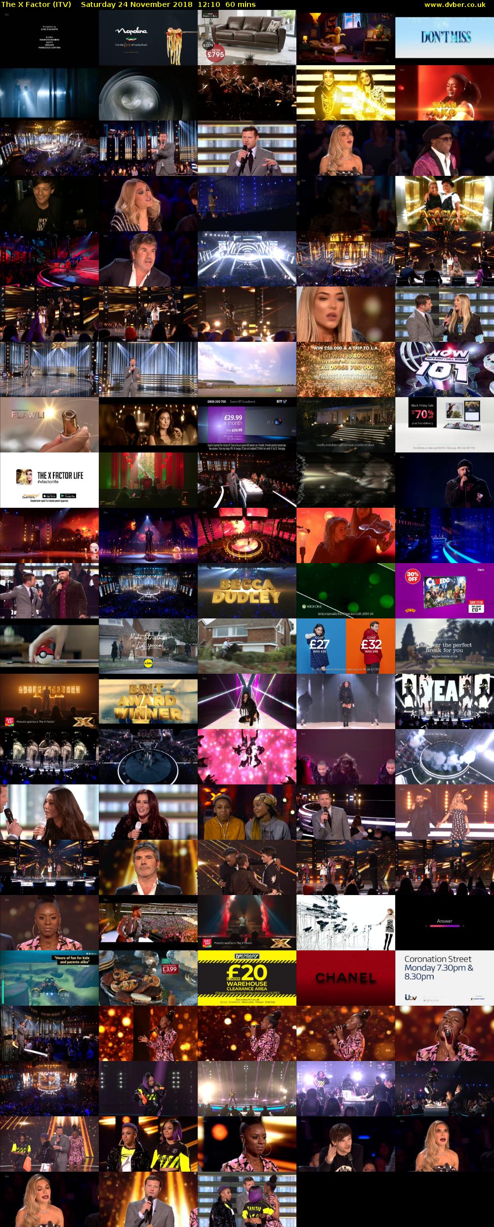 The X Factor (ITV) Saturday 24 November 2018 12:10 - 13:10