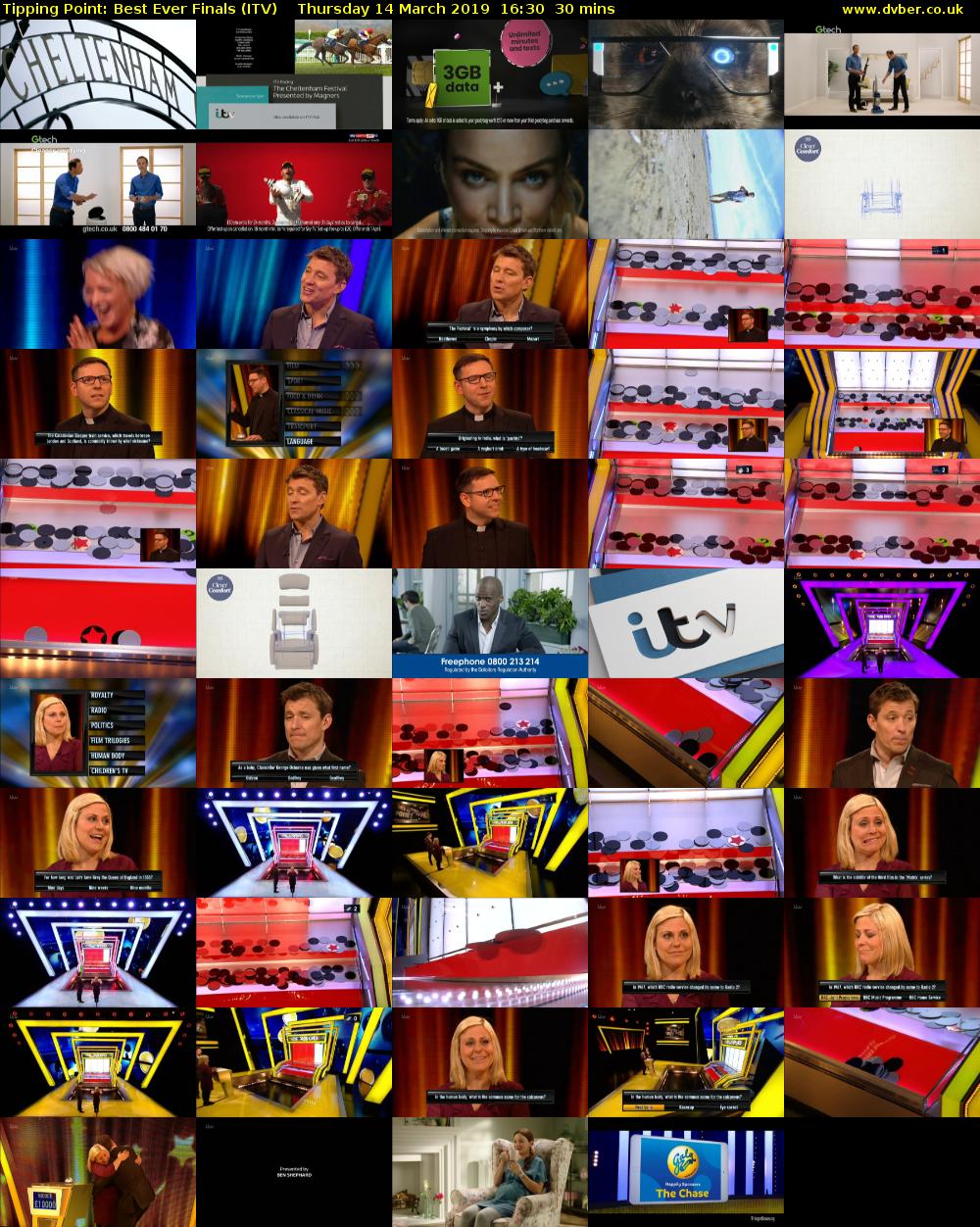 Tipping Point: Best Ever Finals (ITV) Thursday 14 March 2019 16:30 - 17:00