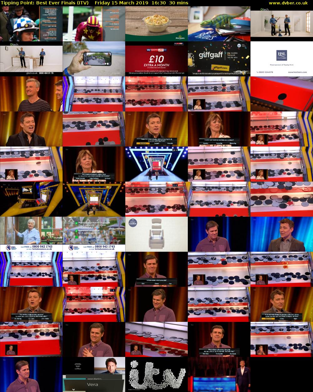 Tipping Point: Best Ever Finals (ITV) Friday 15 March 2019 16:30 - 17:00