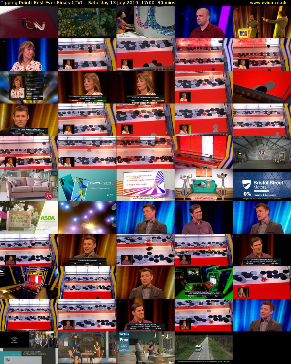 Tipping Point: Best Ever Finals (ITV) Saturday 13 July 2019 17:00 - 17:30