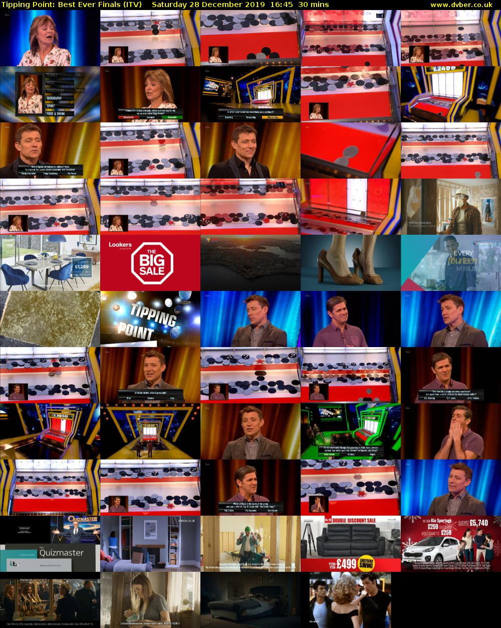 Tipping Point: Best Ever Finals (ITV) Saturday 28 December 2019 16:45 - 17:15