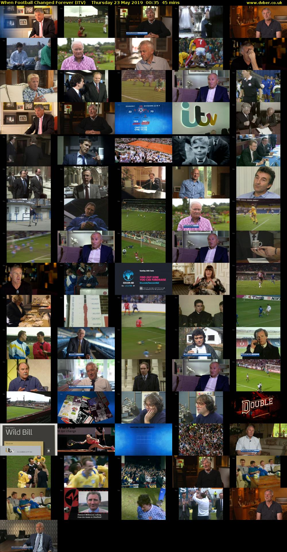 When Football Changed Forever (ITV) Thursday 23 May 2019 00:35 - 01:20