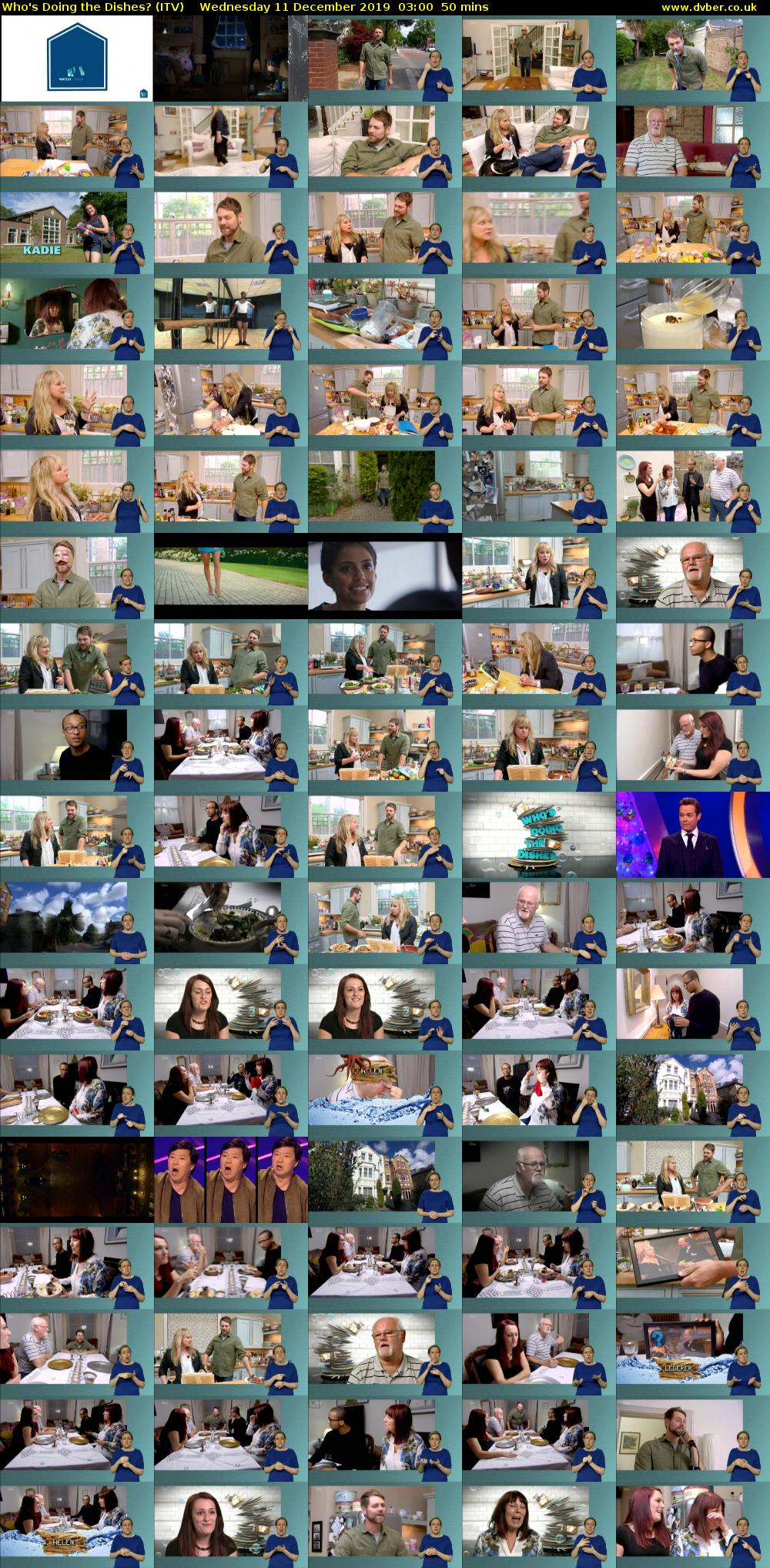 Who's Doing the Dishes? (ITV) Wednesday 11 December 2019 03:00 - 03:50