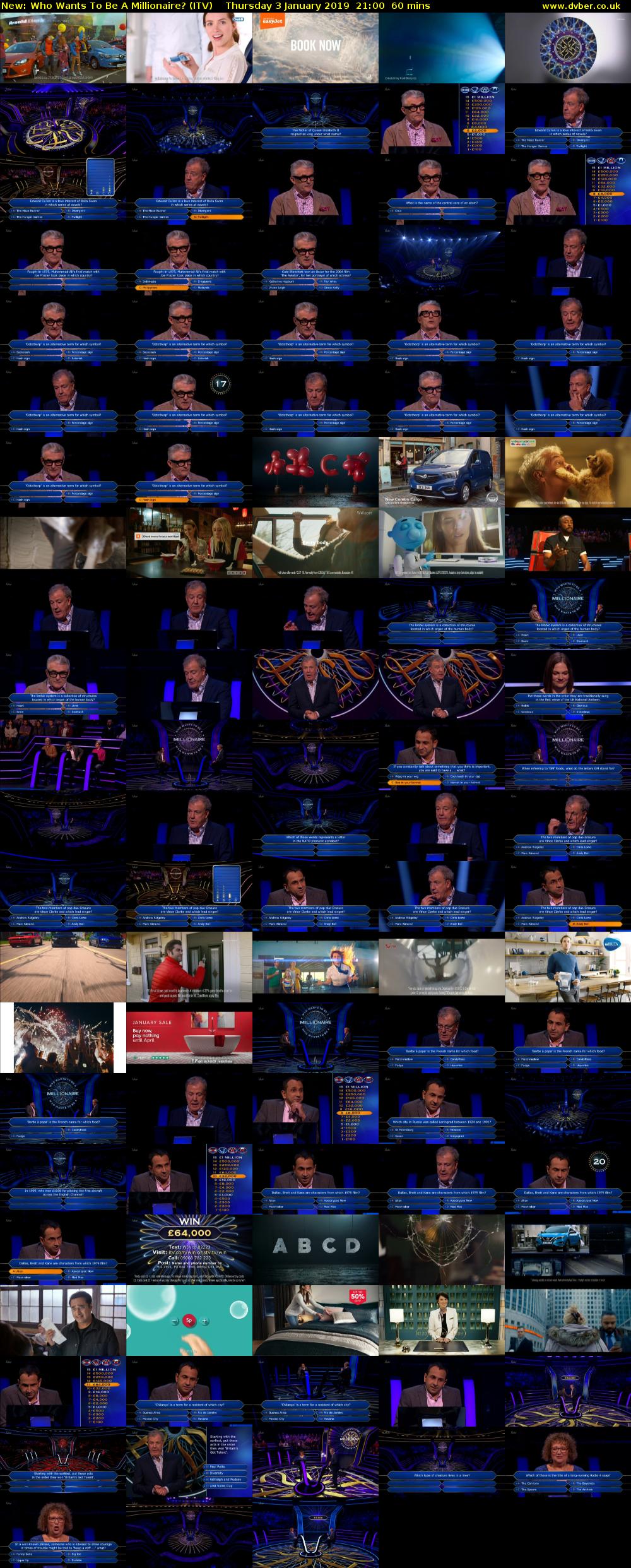 Who Wants To Be A Millionaire? (ITV) Thursday 3 January 2019 21:00 - 22:00